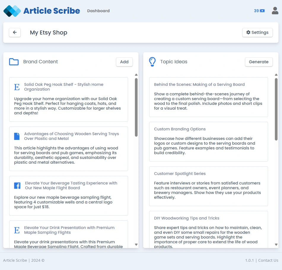 Screenshot of Article Scribe